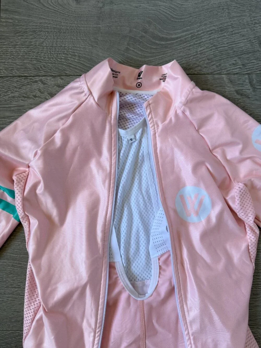 VV Sport Design Women's Pink Cycling Jersey & Bib Shorts Set Size S